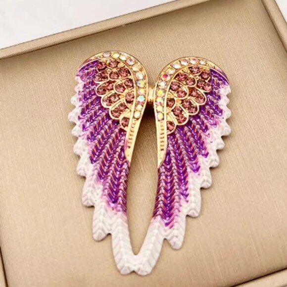 Jewelry - New Purple/Gold Crystals Retro Wings Flower Women's Brooch/Pin
